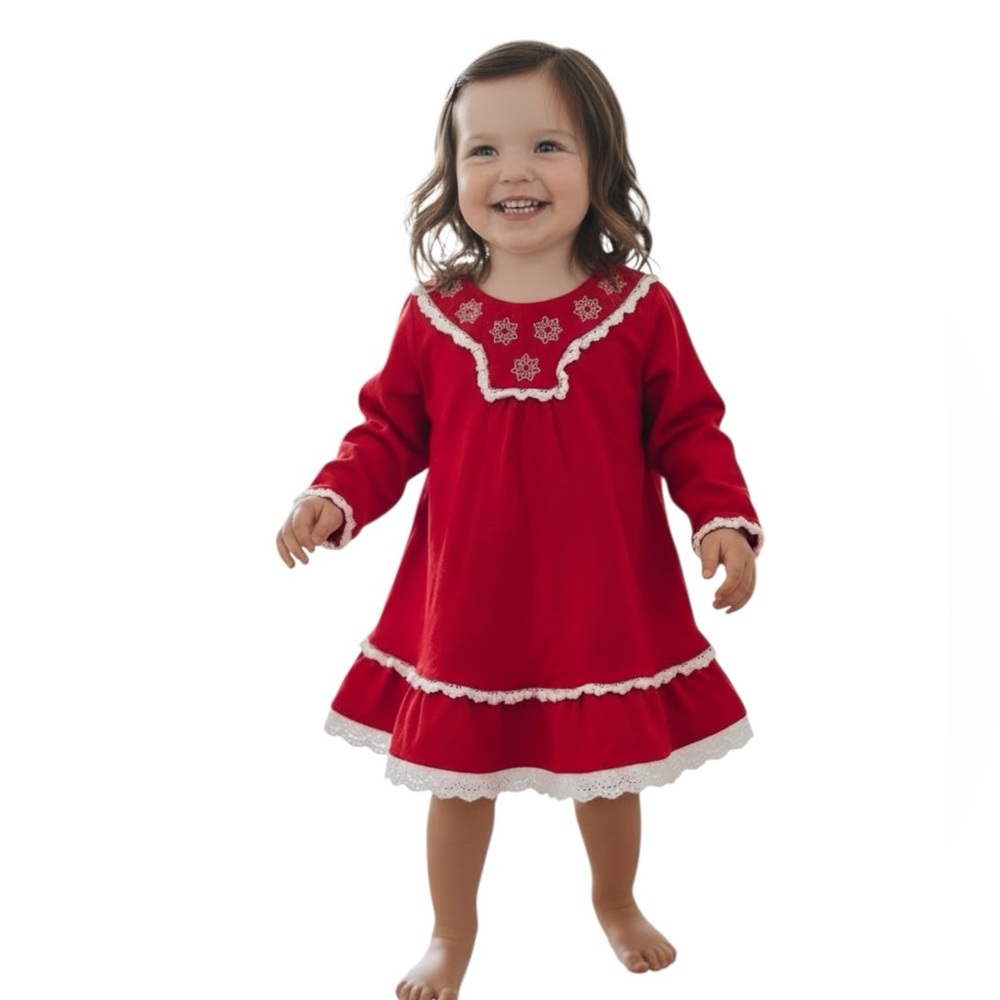Hanna Andersson Corduroy Embroidery Dress 100% Cotton Toddler Girl Size 18-24m